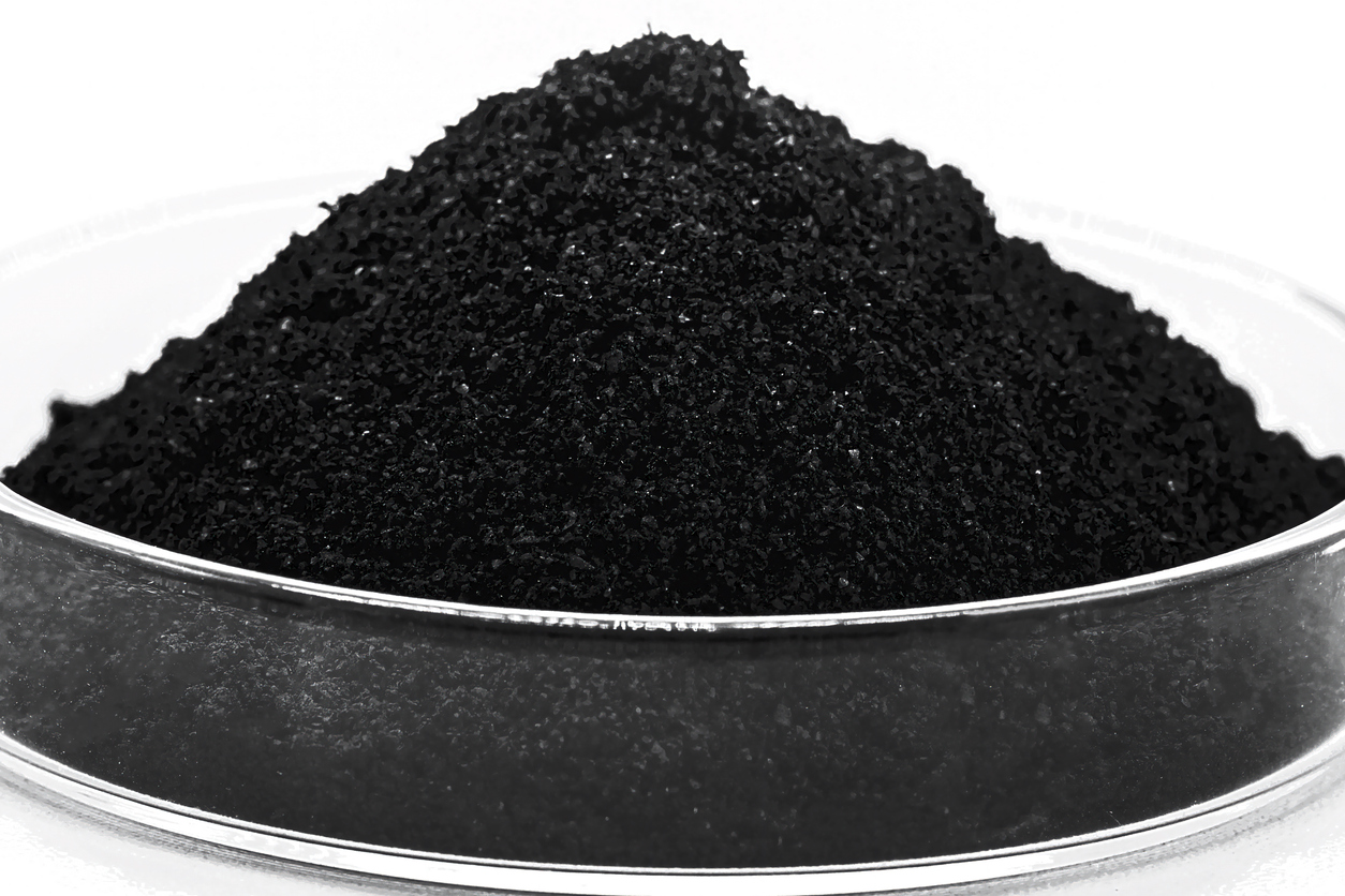 Petri dish with graphene powder, material is light, electrically conductive, rigid and waterproof, macro photography